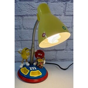 M&M Red & Yellow Goose Neck Desk Lamp Adjustable Light Candy Dish 2009 EXCELLENT